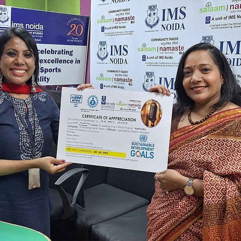 Certificate of appreciation, IMS Noida community radio
